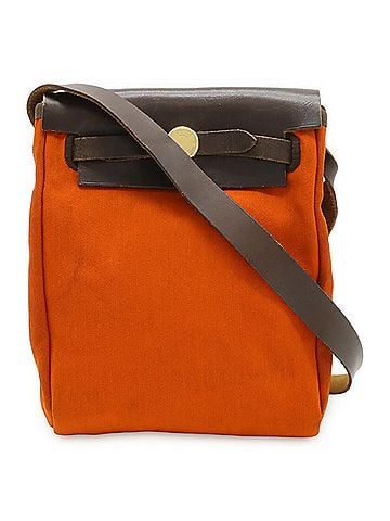 Hermès HERMES Hermès Herbag TPM Shoulder Bag Pochette Toile Officier Leather Orange Dark Brown ?H Stamp (view 2)