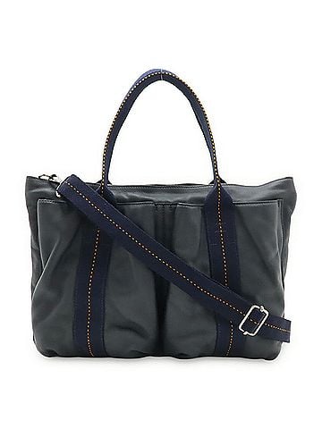Hermès HERMES Caravan Horizontal MM Tote Bag Shoulder Veau Delma Leather Navy Blue Orange (view 1)