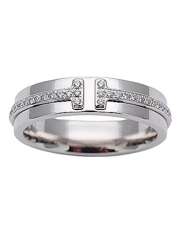 Tiffany & Co. Tiffany & Co. Women's Ring, Brand Name 750WG Diamond, T TWO Narrow White Gold, Approx. (view 2)