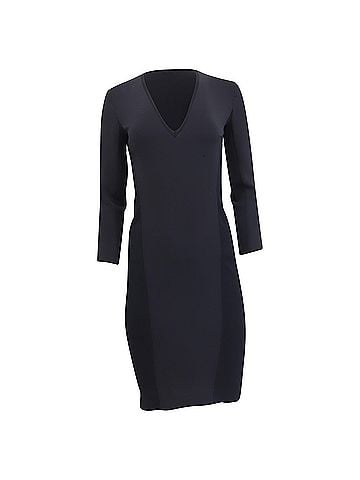 Max Mara  Max Mara V-Neck Long Sleeve Mini Fitted Dress in Navy Blue Triacetate (view 1)