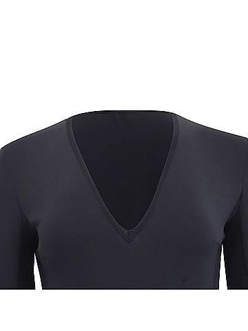 Max Mara  Max Mara V-Neck Long Sleeve Mini Fitted Dress in Navy Blue Triacetate (view 2)
