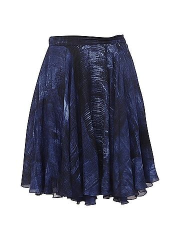 Ralph Lauren  Ralph Lauren Printed Mini Circle Skirt in Navy Blue Silk (view 1)