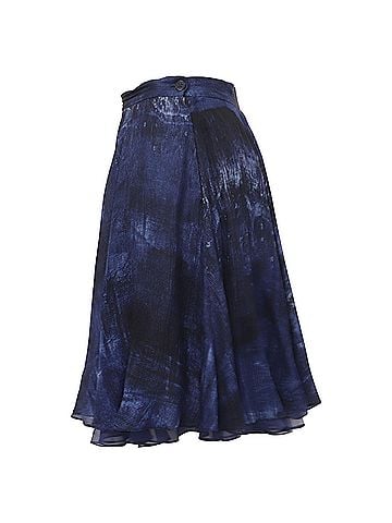 Ralph Lauren  Ralph Lauren Printed Mini Circle Skirt in Navy Blue Silk (view 2)