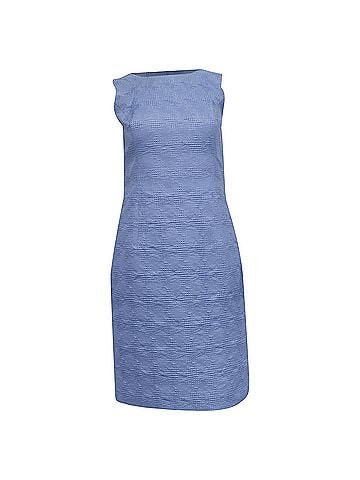 Oscar De La Renta  Oscar De La Renta Textured Sleeveless Mini Shift Dress in Blue Polyester (view 1)