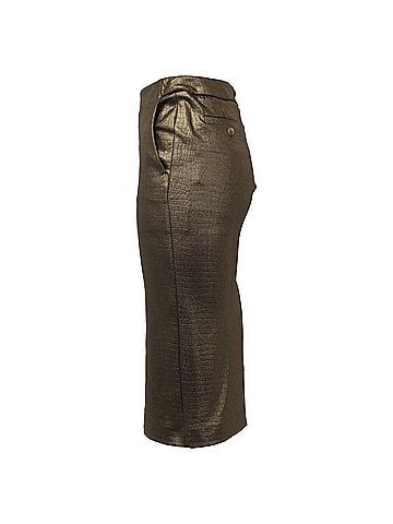 Max Mara  Max Mara Textured Midi Pencil Skirt in Metallic Gold Polyamide (view 2)