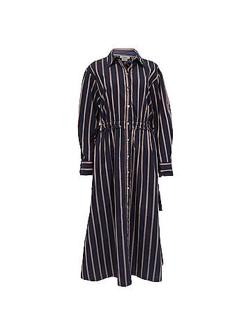 Jason Wu Jason Wu Striped Long Dress in Navy Blue Cotton (view 1)