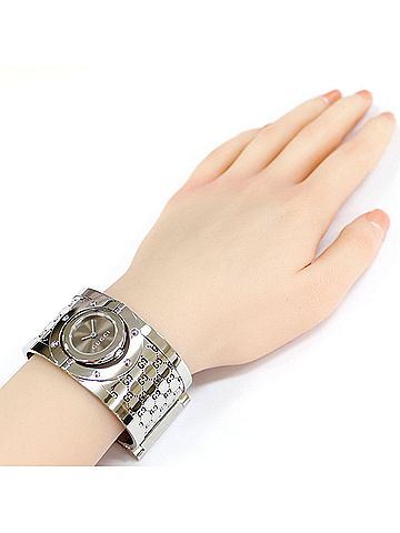 Gucci Gucci Toile Collection Wristwatch, Stainless Steel 112 Quartz, Polished, Ladies' Wide Bangle (view 2)