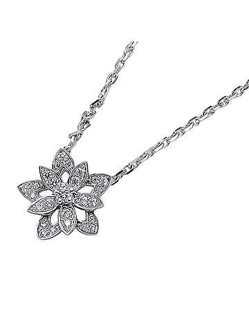 Van Cleef & Arpels Van Cleef & Arpels women's necklace, brand name, 750WG diamond lotus mini white gold jewelry. (view 1)