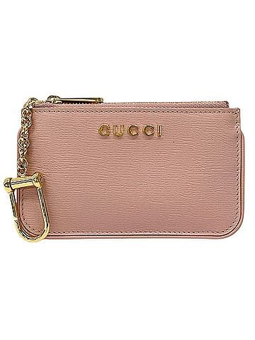 Gucci Gucci wallet for women and men, Script design, leather, pink gold, 790102, with key chain, coin purse, small item case. (view 1)