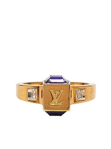 Louis Vuitton Louis Vuitton Bague Gamble Ring, Size L, M65098, Gold Purple Plated, Swarovski Crystals, Women's, LOUIS VUITTON (view 1)