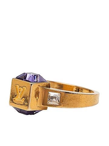 Louis Vuitton Louis Vuitton Bague Gamble Ring, Size L, M65098, Gold Purple Plated, Swarovski Crystals, Women's, LOUIS VUITTON (view 2)
