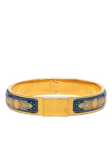 Hermès Hermes Email PM Cloisonné Bracelet, Gold and Blue Plated, Women's (view 1)