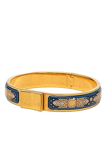 Hermès Hermes Email PM Cloisonné Bracelet, Gold and Blue Plated, Women's (view 2)