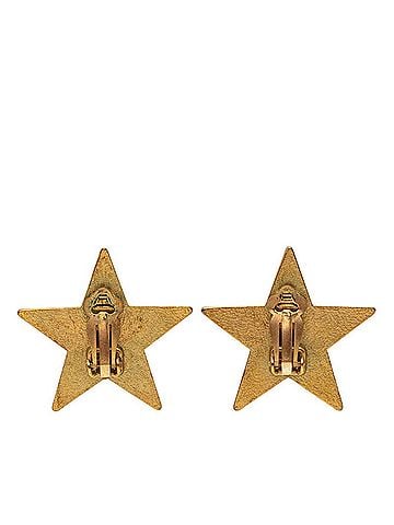Chanel Chanel Coco Mark Star Motif Earrings, 01P Engraving, Gold and White Plated, Women's CHANEL (view 2)