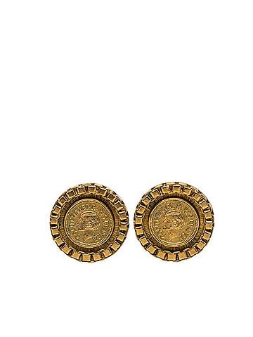 Chanel Chanel Vintage Round Earrings, 95P Stamp, Gold Plated, Women's. (view 1)
