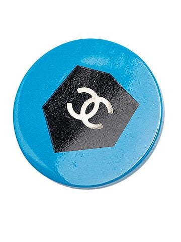 Chanel Chanel Coco Mark Round Logo Pin Brooch, 07A Engraving, Black and Blue Plastic Metal, Women's CHANEL (view 1)