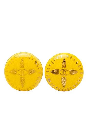Chanel Chanel Coco Mark Vintage Round Earrings, 97P Stamp, Gold Yellow Plastic Plated, Women's CHANEL (view 1)