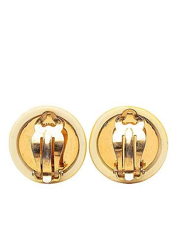 Chanel Chanel Coco Mark Vintage Round Earrings, 97P Stamp, Gold Yellow Plastic Plated, Women's CHANEL (view 2)