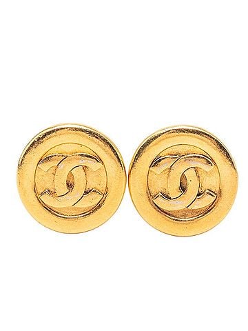 Chanel Chanel Coco Mark Round Earrings, Gold Plated, Women's CHANEL (view 1)
