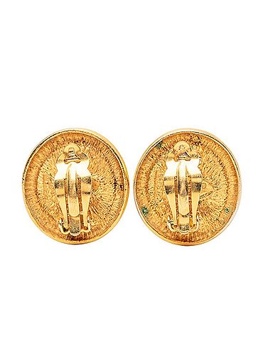 Chanel Chanel Coco Mark Round Earrings, Gold Plated, Women's CHANEL (view 2)
