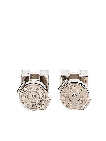Hermès Hermes Cage d'H H-Cube Stud Earrings, Black and Silver Metal, Women's (view 2)