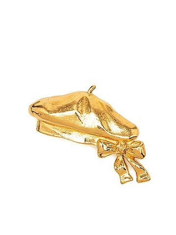 Chanel Chanel Ribbon Beret Motif Brooch, Gold Plated, Women's CHANEL (view 1)