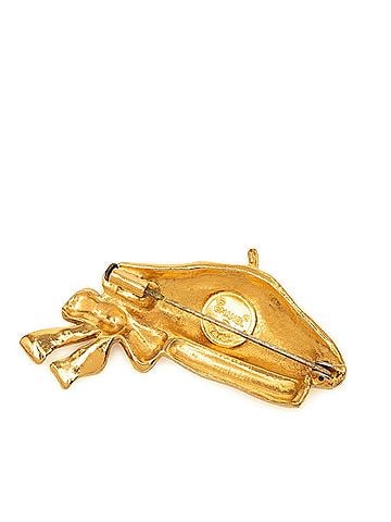 Chanel Chanel Ribbon Beret Motif Brooch, Gold Plated, Women's CHANEL (view 2)