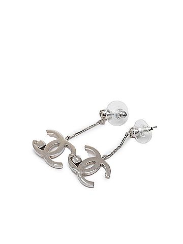 Chanel Chanel Coco Mark Earrings 05P Silver Black Metal Stone Women's CHANEL (view 2)