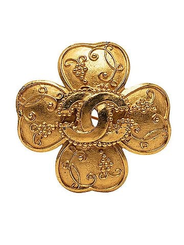 Chanel Chanel Coco Mark Clover Motif Vintage Brooch, 96A Stamp, Gold Plated, Women's CHANEL (view 1)