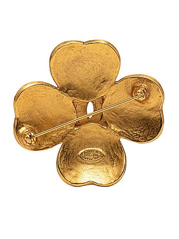 Chanel Chanel Coco Mark Clover Motif Vintage Brooch, 96A Stamp, Gold Plated, Women's CHANEL (view 2)