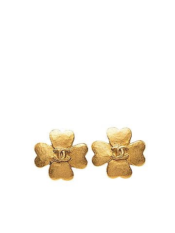 Chanel CC Gold Plated Clover Clip On Earrings (view 1)