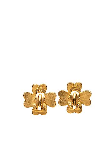 Chanel CC Gold Plated Clover Clip On Earrings (view 2)
