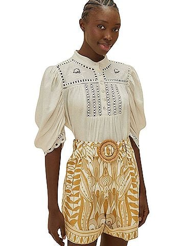 FARM Rio Lace Nature Off-White Dressy Shorts (view 1)