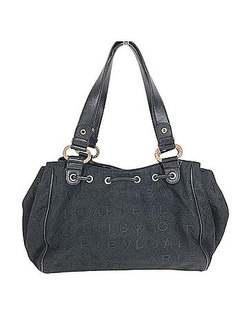 Bvlgari BVLGARI Bulgari logo bag, tote shoulder canvas, leather, men's, women's, black. (view 2)