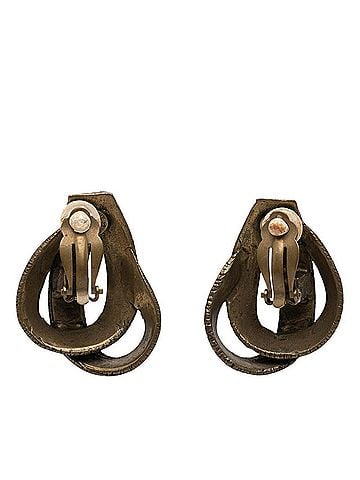 Hermès Hermes Logo Ribbon Motif Earrings, Gold Plated, Women's (view 2)