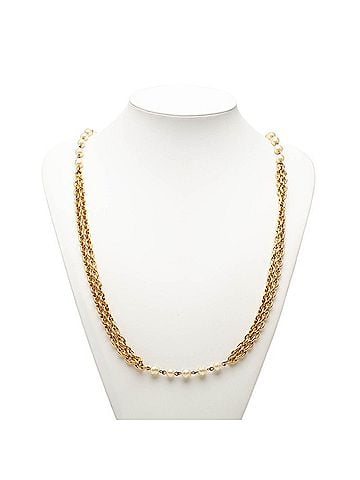 Chanel Chanel Chain Long Necklace, Double Strand, Gold Plated, Faux Pearl, Women's CHANEL (view 1)