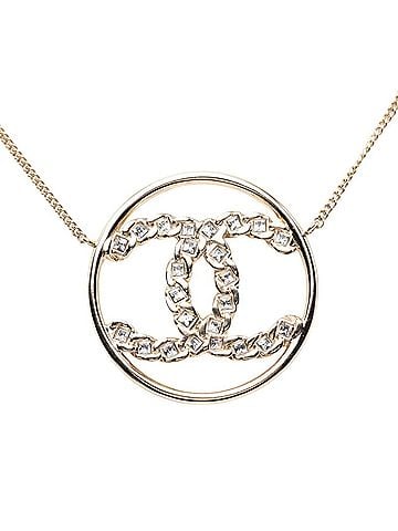 Chanel Chanel Coco Mark Round Necklace B19P Gold Plated Rhinestone Women's CHANEL (view 1)