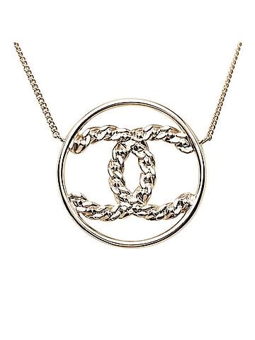 Chanel Chanel Coco Mark Round Necklace B19P Gold Plated Rhinestone Women's CHANEL (view 2)