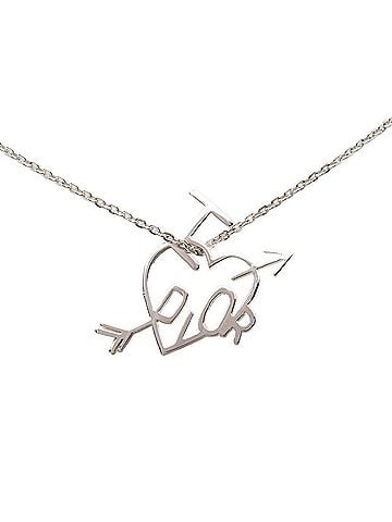 Christian Dior Christian Dior Dior I LOVE DIOR Heart Arrow Chain Pendant Necklace Silver Metal Women's (view 1)