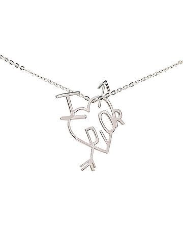 Christian Dior Christian Dior Dior I LOVE DIOR Heart Arrow Chain Pendant Necklace Silver Metal Women's (view 1)