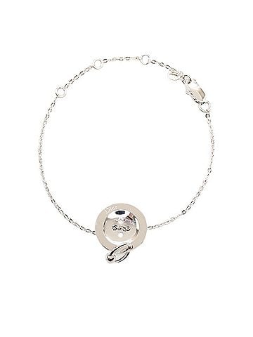Christian Dior Christian Dior Dior Button Motif Chain Bracelet, Silver Metal, Women's (view 2)