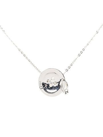 Christian Dior Christian Dior Dior Button Motif Chain Pendant Necklace, Silver Metal, Women's (view 1)