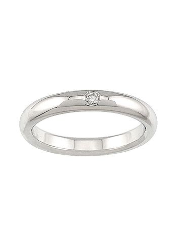 Tiffany & Co. Tiffany & Co. Stacking Band Ring with 1 Diamond, Platinum. (view 2)