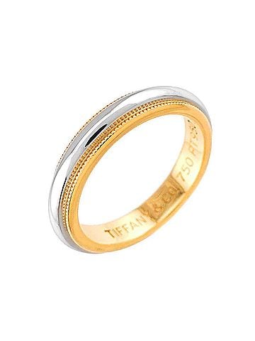 Tiffany & Co. Tiffany & Co. Milgrain Band Ring, 3.5mm wide, Platinum (Pt) and 18K Yellow Gold (750). (view 1)