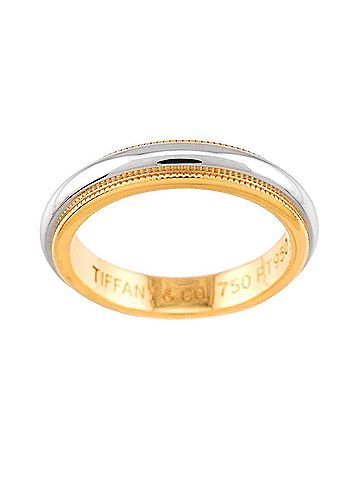 Tiffany & Co. Tiffany & Co. Milgrain Band Ring, 3.5mm wide, Platinum (Pt) and 18K Yellow Gold (750). (view 2)