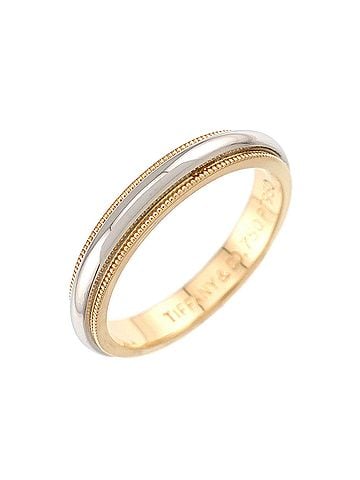 Tiffany & Co. Tiffany & Co. Milgrain Band Ring, 3.5mm wide, Platinum (Pt), 18K Yellow Gold (YG) 750. (view 1)