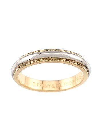 Tiffany & Co. Tiffany & Co. Milgrain Band Ring, 3.5mm wide, Platinum (Pt), 18K Yellow Gold (YG) 750. (view 2)