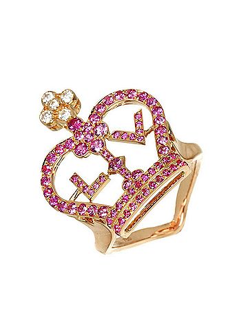 Louis Vuitton Louis Vuitton Bague Crown #50 Ring with Sapphire and Diamonds, 18K Pink Gold (750) (view 1)