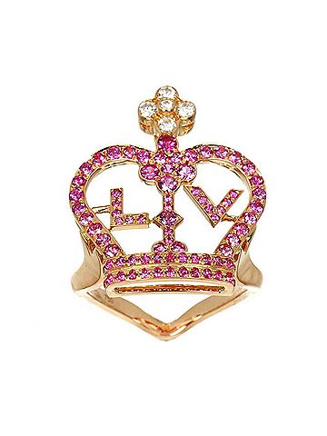 Louis Vuitton Louis Vuitton Bague Crown #50 Ring with Sapphire and Diamonds, 18K Pink Gold (750) (view 2)