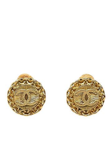 Chanel Chanel Coco Mark Vintage Earrings 95P Gold Plated Women's CHANEL (view 1)